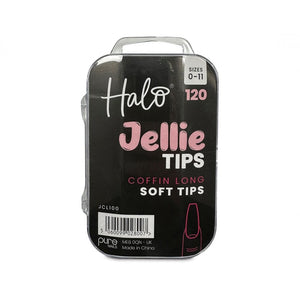 PURE NAILS Halo Jellie Tips - Coffin Long Soft Tips Sizes 0-11
