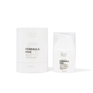 Two containers of Formula Five hair product on a white background