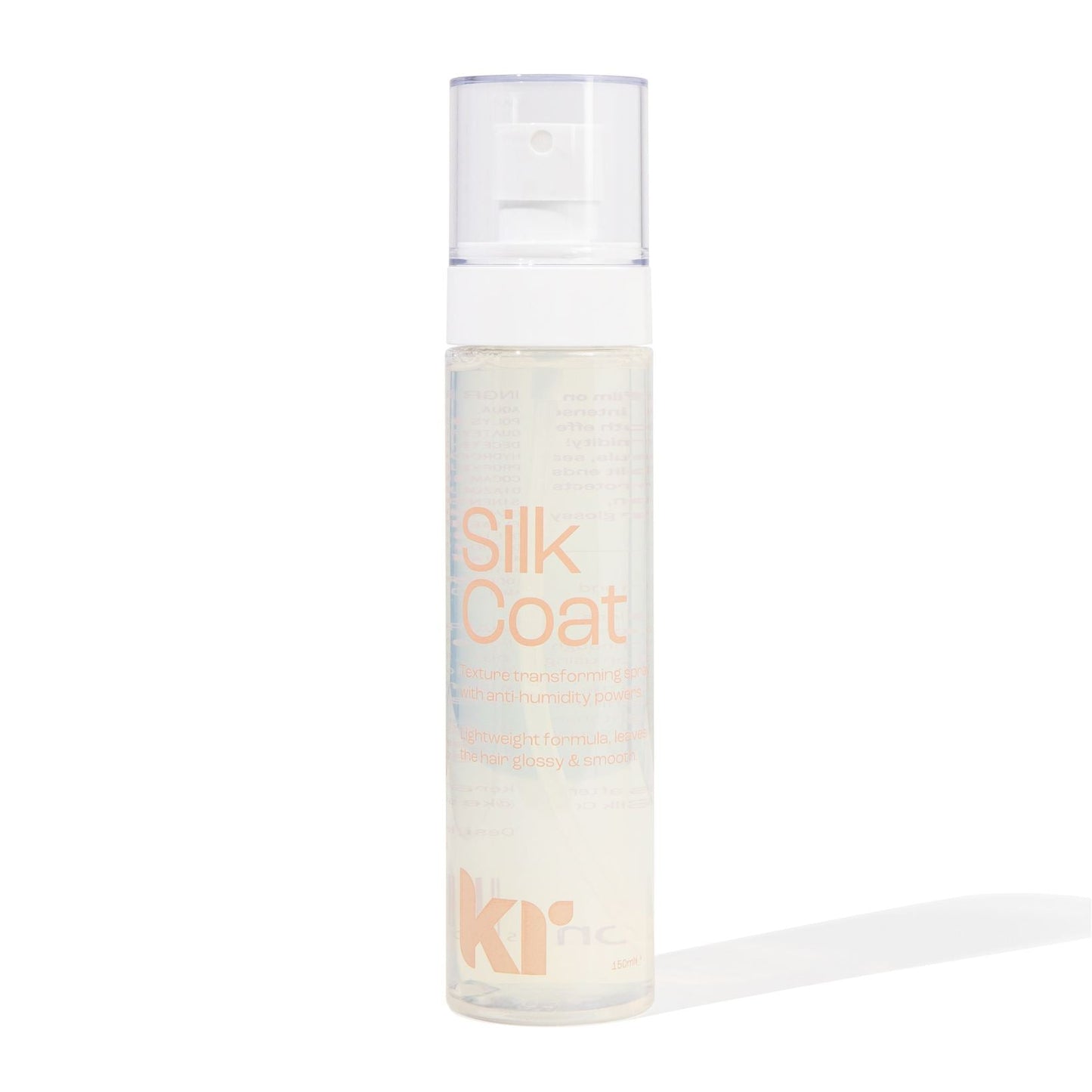 Bottle of Silk Coat hair product on a white background