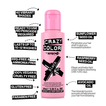 Crazy Color Hair Colour Creme 100ml - 30 Black