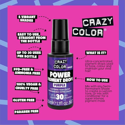 Crazy Color Power Pigment Drops 30ml - Purple