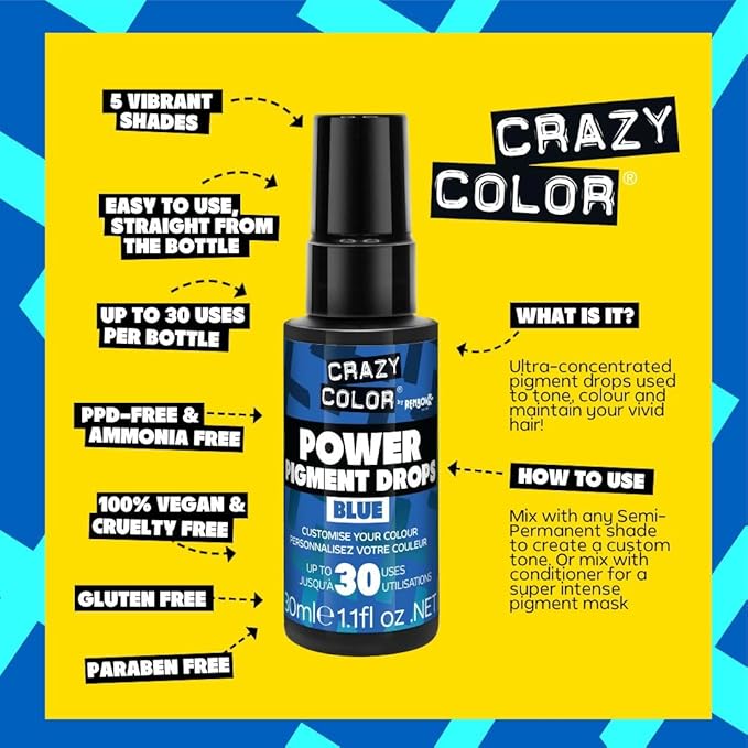 Crazy Color Power Pigment Drops 30ml - Blue