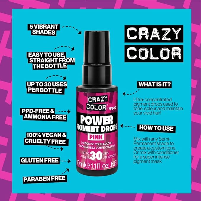 Crazy Color Power Pigment Drops 30ml - Pink