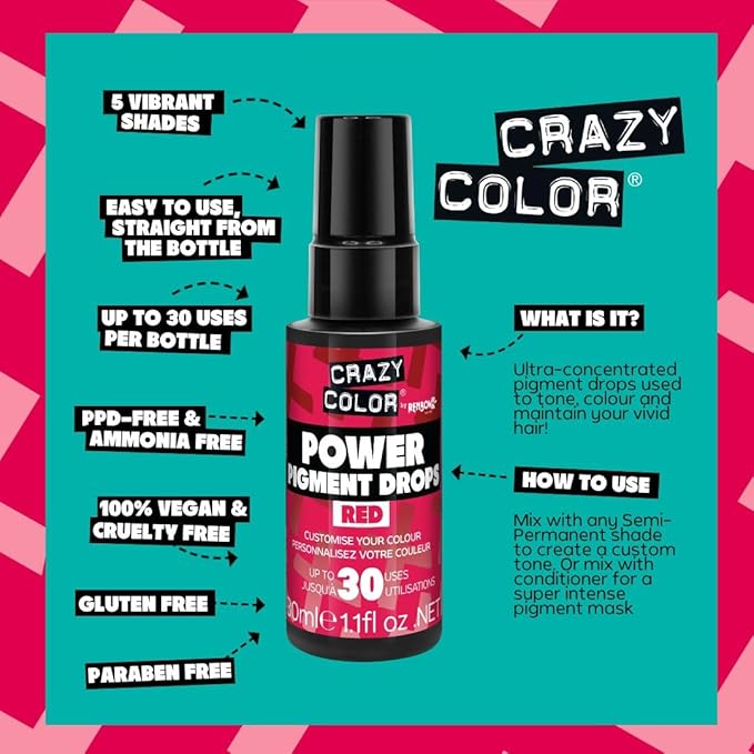 Crazy Color Power Pigment Drops 30ml - Red