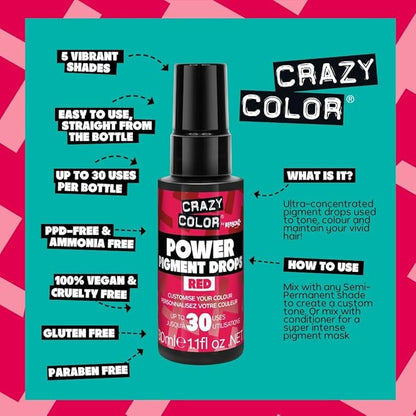 Crazy Color Power Pigment Drops 30ml - Red