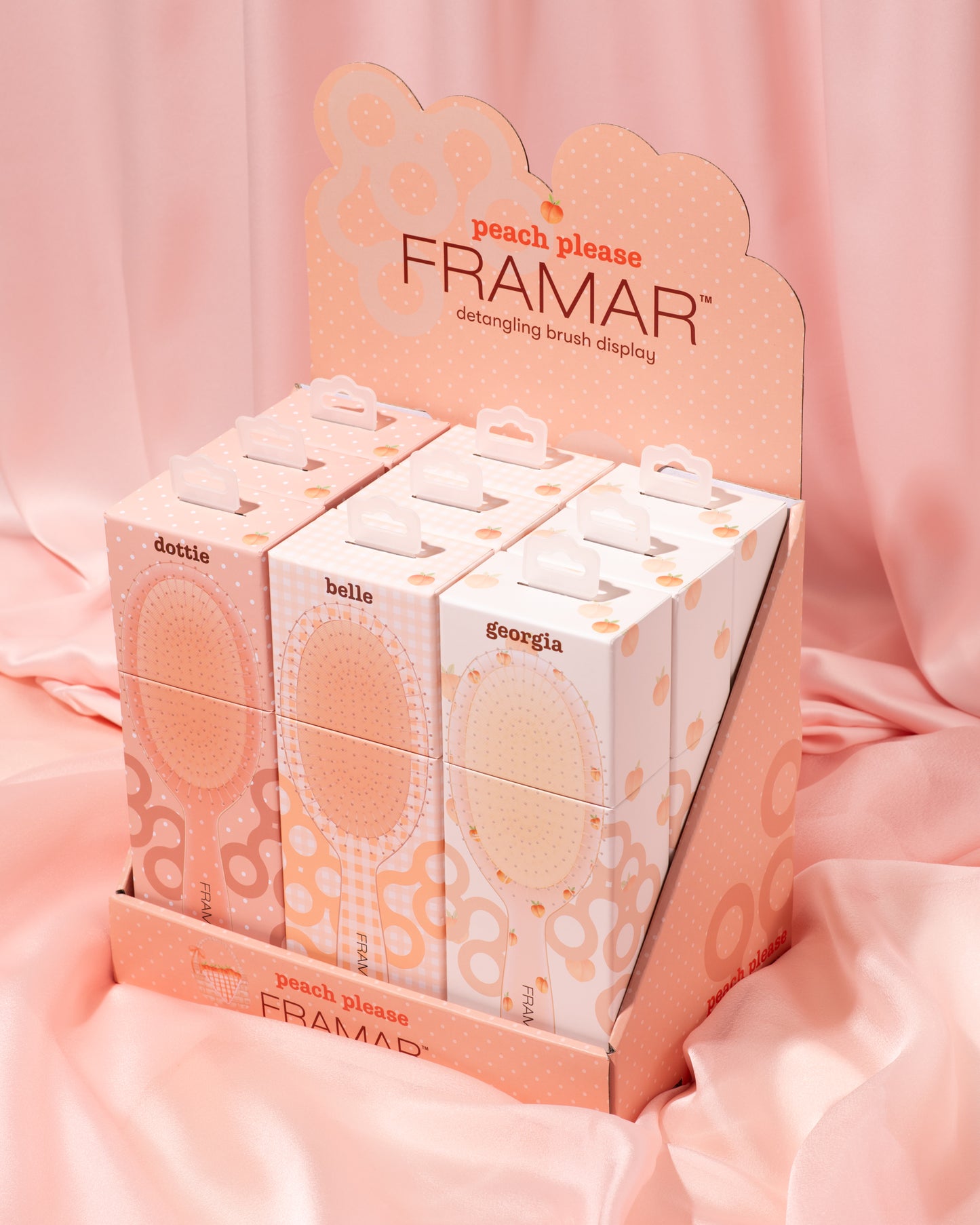 Framar Peach Please 9PC Detangling Brush Display