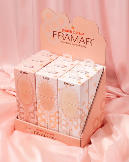 Framar Peach Please 9PC Detangling Brush Display