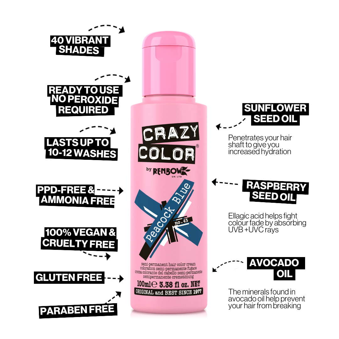 Crazy Color Hair Colour Creme 100ml - 45 Peacock Blue