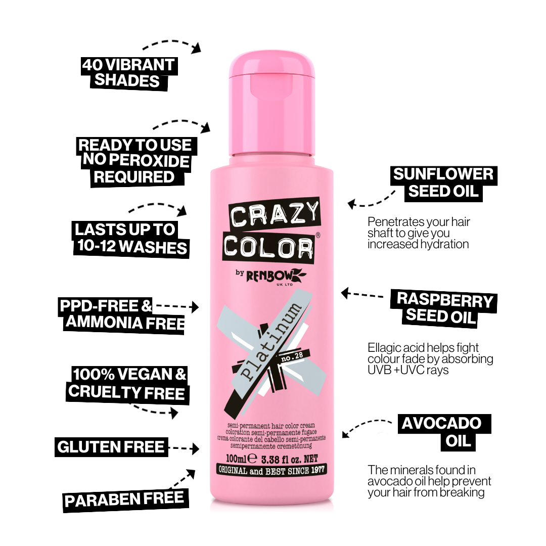 Crazy Color Hair Colour Creme 100ml - 028 Platinum