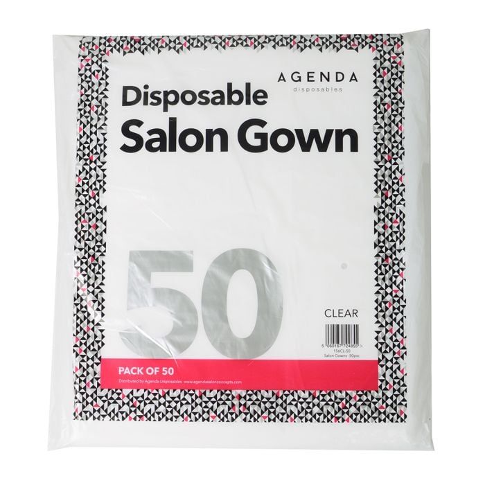 Agenda Disposable Salon Gown - Clear pack of 50