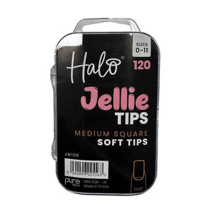 PURE NAILS Halo Jellie Tips - Medium Square Soft Tips Sizes 0-11