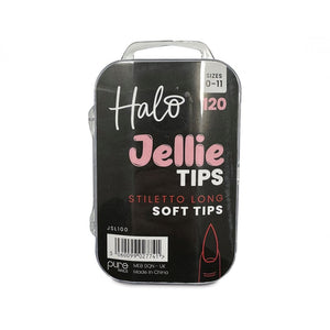 PURE NAILS Halo Jellie Tips - Stiletto Long Soft Tips Sizes 0-11